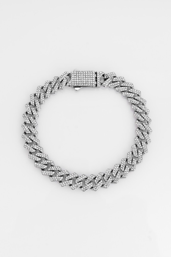 8mm Iced Out Prong Chain Erkek Bileklik KA1370GM - Aksesuarix