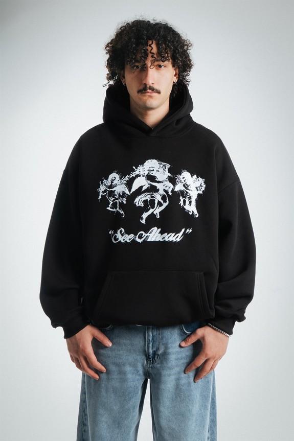 Triple Angels Oversize Erkek Hoodie - Aksesuarix - Türkiye´nin En