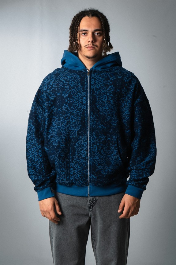 Dark Wave Mavi Erkek Ceket Zip Hoodie - Aksesuarix - Türkiye´nin