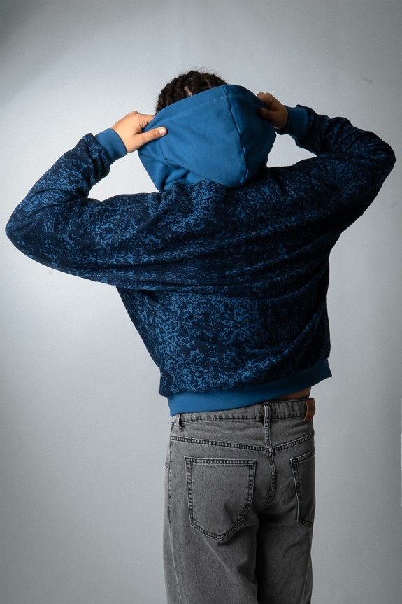 Dark Wave Mavi Erkek Ceket Zip Hoodie - Aksesuarix - Türkiye´nin