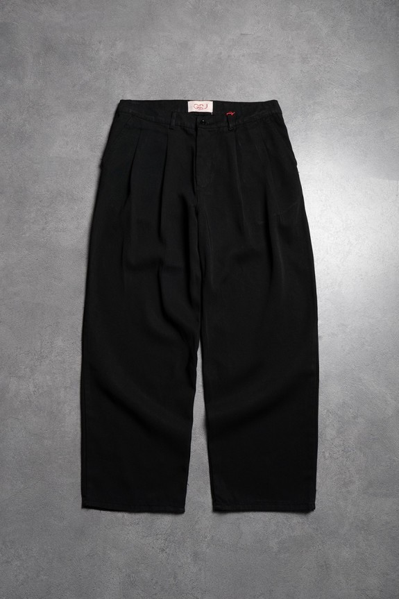 Black Pleated Pileli Wide Leg Baggy Erkek Kumaş Pantolon