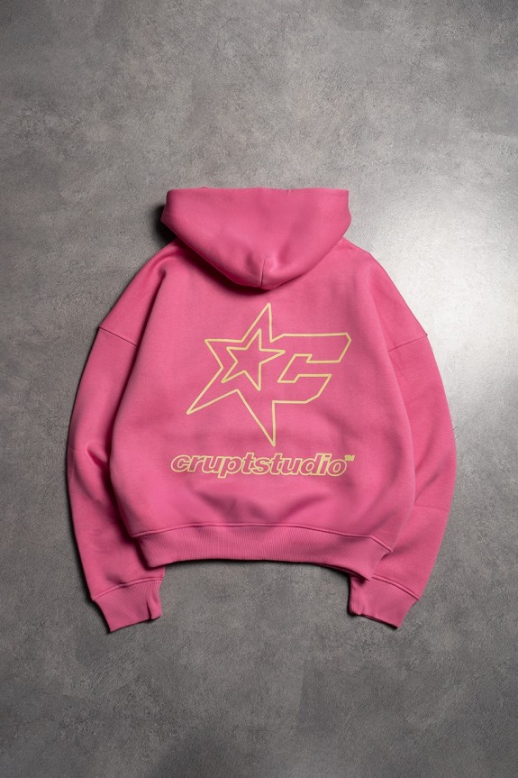 Starfall Pink Boxy Crop Erkek Ceket Zip Hoodie - Aksesuarix