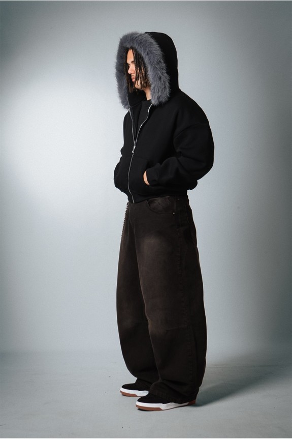Grey Ritual Fur Erkek Zip Hoodie - Aksesuarix - Türkiye´nin En