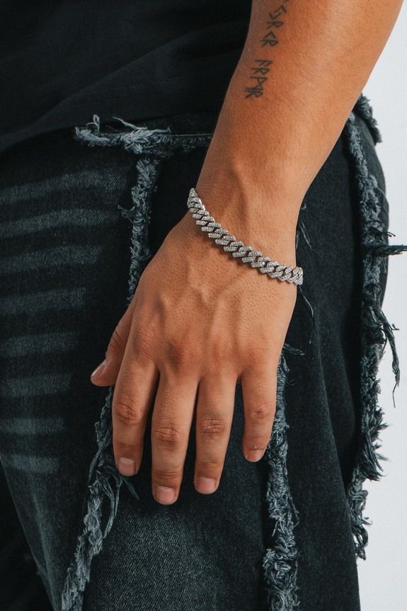 8mm Iced Out Prong Chain Erkek Bileklik KA1370GM - Aksesuarix